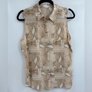 EQUIPMENT FEMME Colleen Silk Snake Print Sleeveless Blouse in Cream Size Small